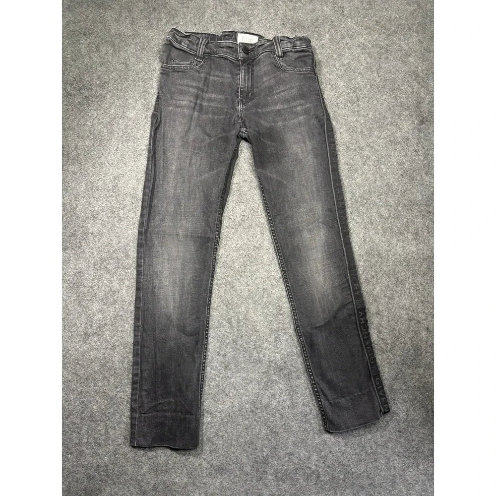 Givenchy Kids Logo Tape Faded Black Denim Jeans Boys Size 12 Stretch